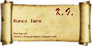 Kuncz Imre névjegykártya