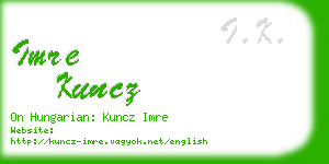 imre kuncz business card